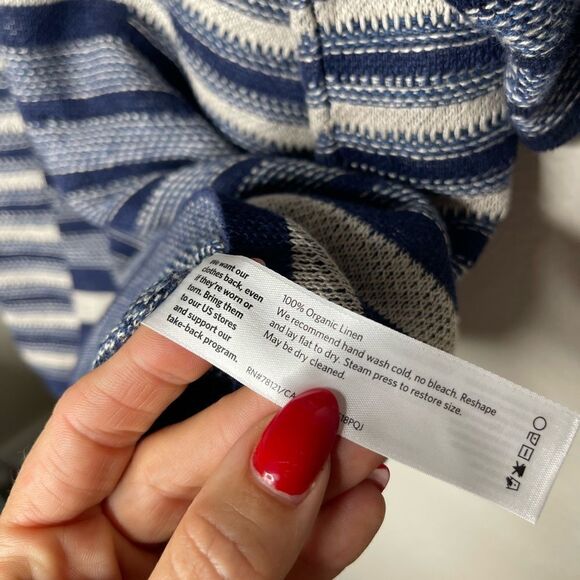 Eileen Fisher Blue Denim Organic Linen Round Neck Top - Picture 9 of 9